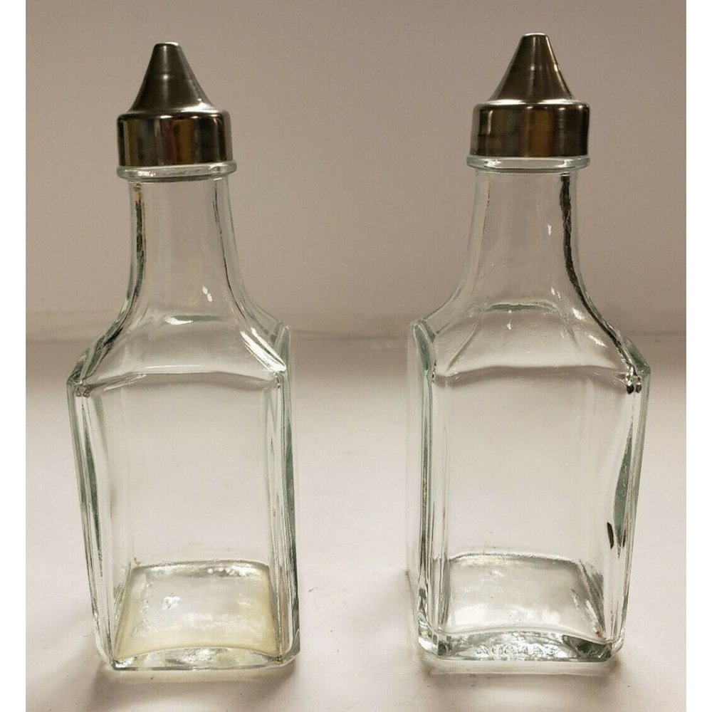 Vintage, Clear Glass, Vinegar and Oil Set, Made in Canada, 1950's?, VG (G3)